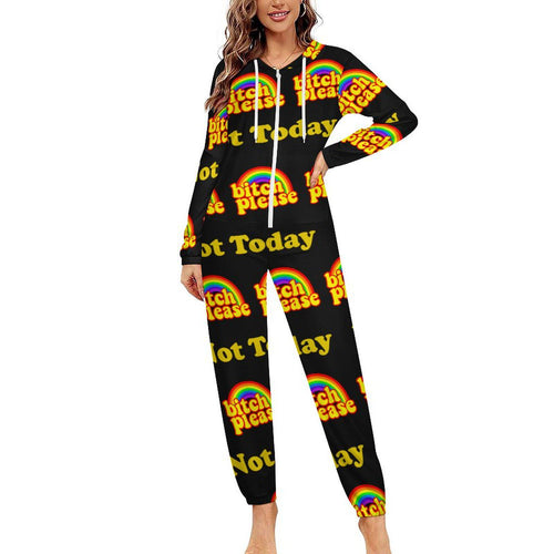 Bitch Please Unisex All-In-One Jumper Pajamas | Rainbow Statement | Sleepwear Longewear Small–4XL