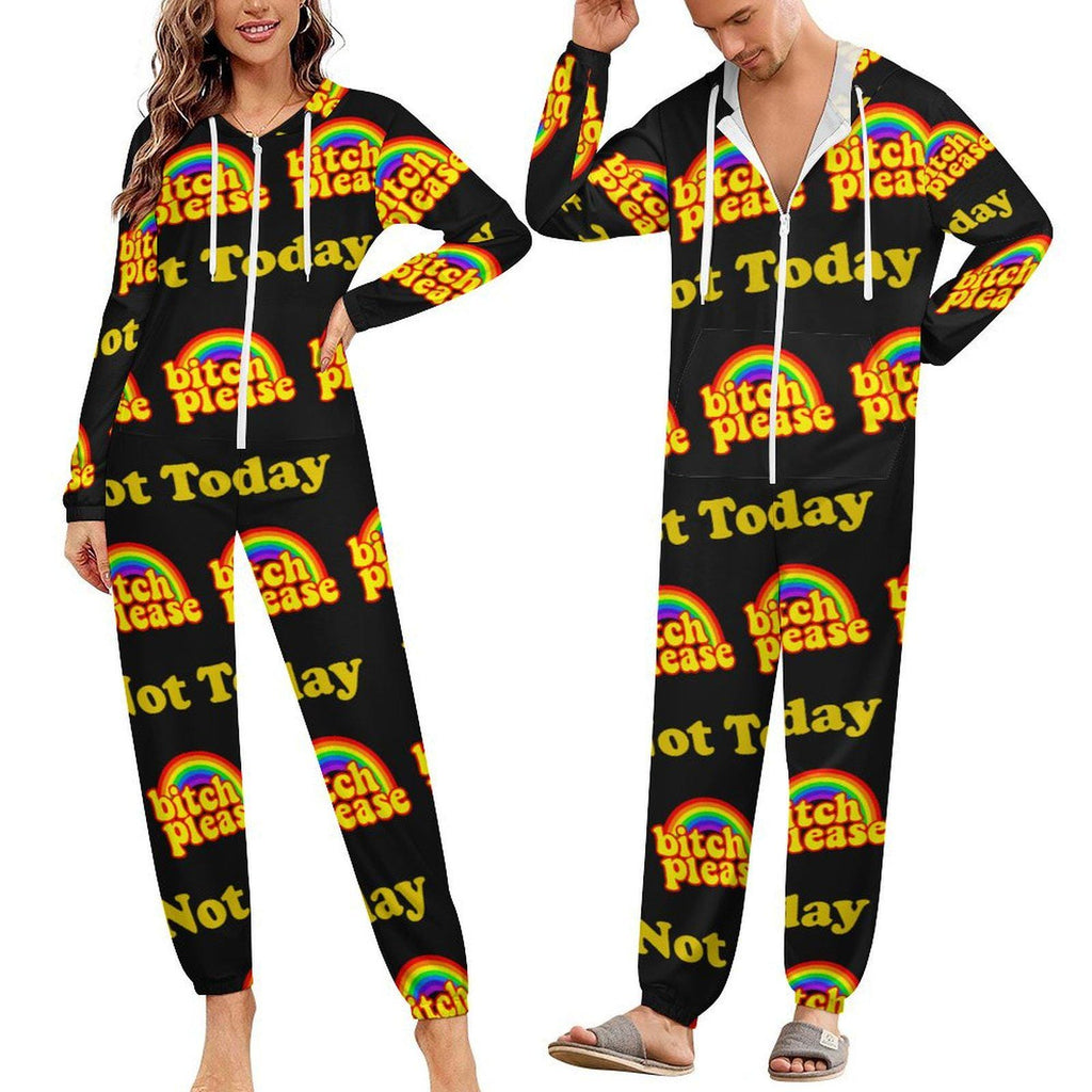 Bitch Please Unisex All-In-One Jumper Pajamas | Rainbow Statement | Sleepwear Longewear Small–4XL