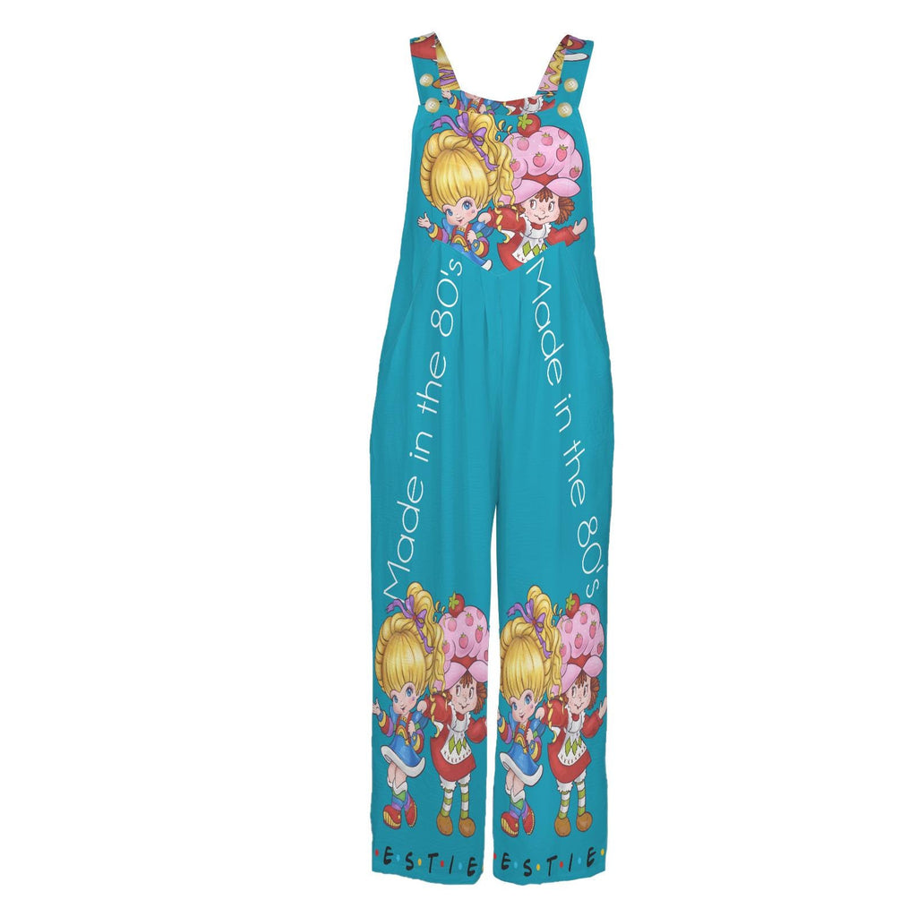 Turquoise 80’s Retro Cartoon Besties Jumpsuit Jumper Overalls | Turquoise | Small–5XL