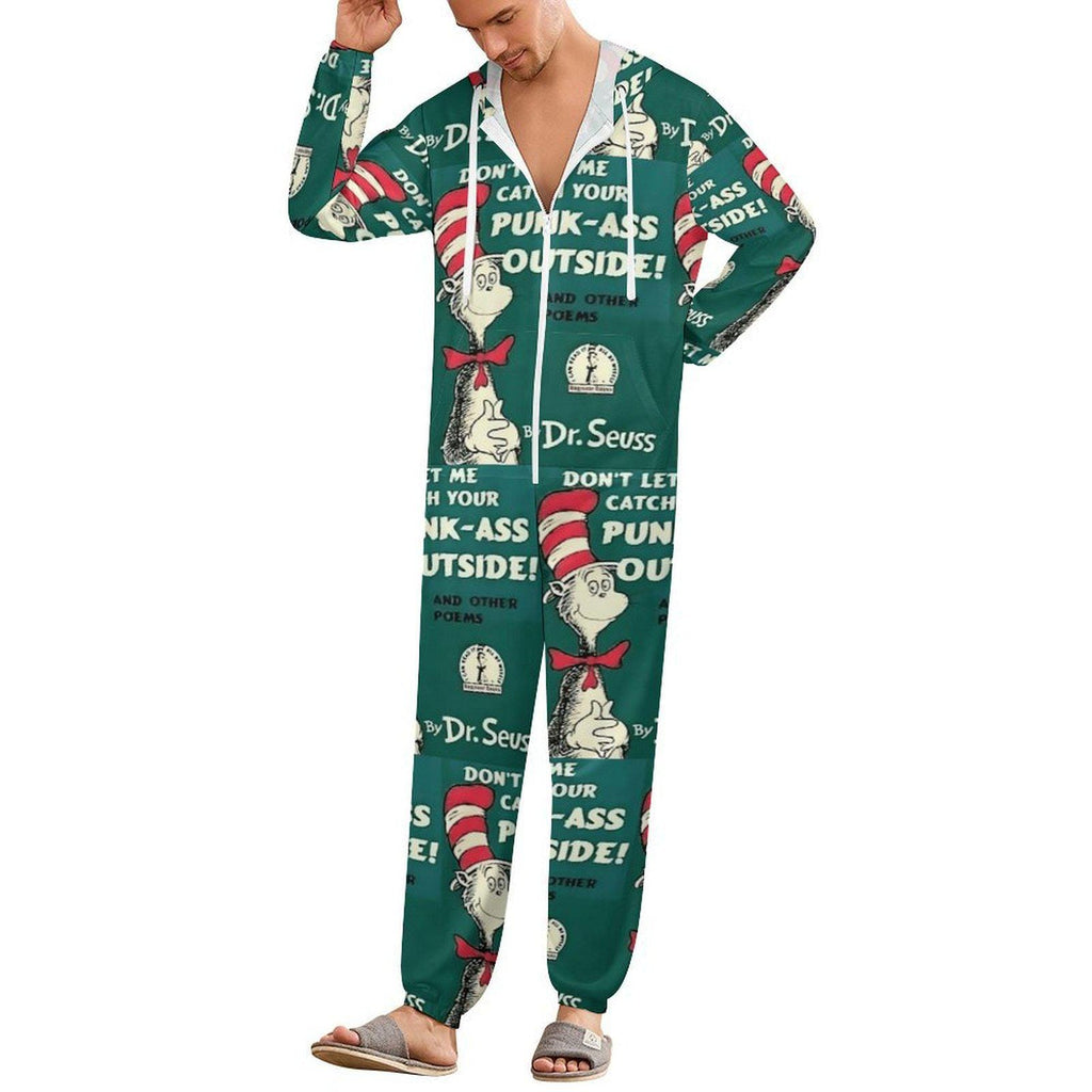 Dr. Seuss "Don't Let Me Catch Yo Punk Ass" Funny Style Unisex Loungewear Sleepwear Jumpsuit  Small–4XL