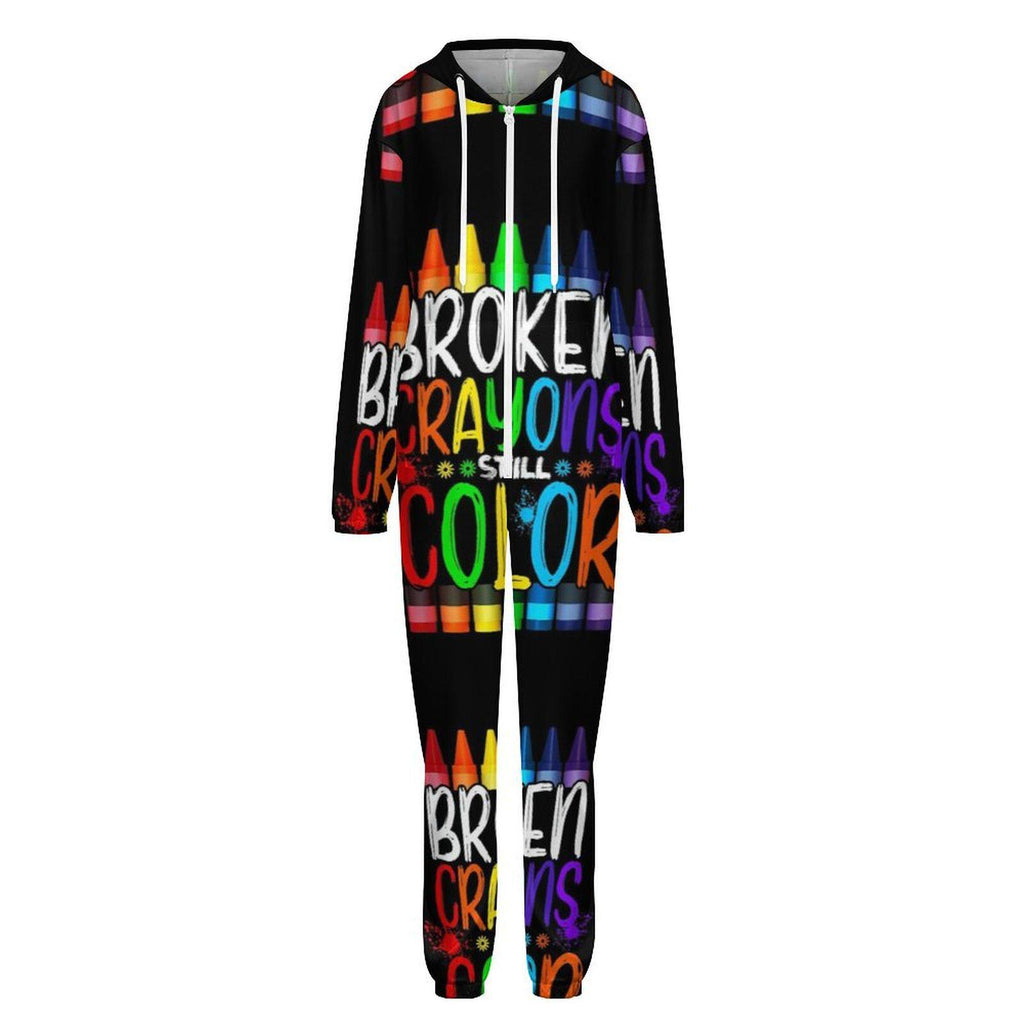 Broken Crayons Still Color Unisex Pajamas Small- 4XL All  in One Jumpsuit Jumper Onesie