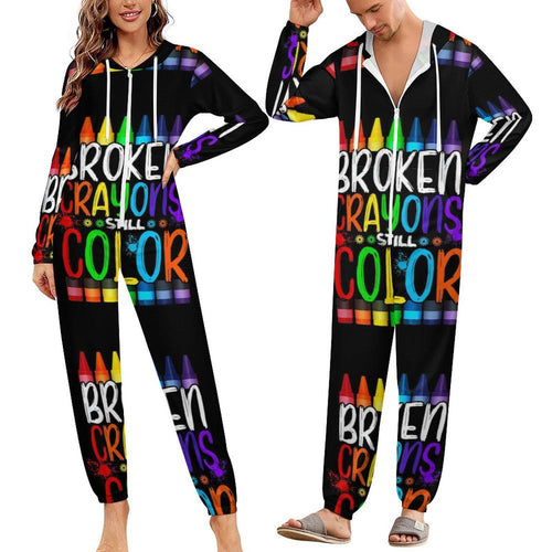 Broken Crayons Still Color Unisex Pajamas Small- 4XL All  in One Jumpsuit Jumper Onesie