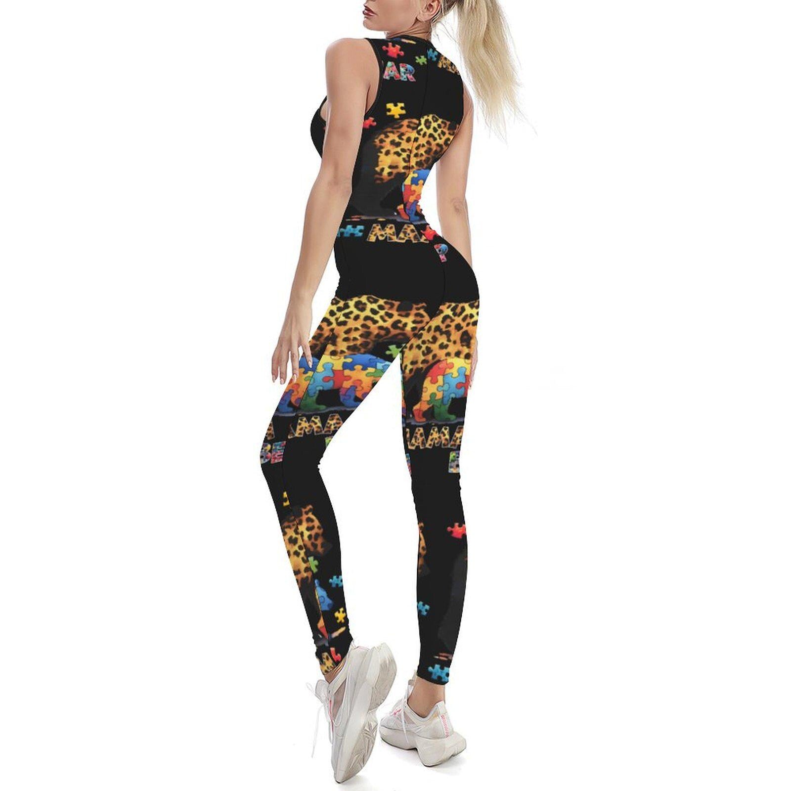 Autism Awareness Yoga Fitness Gym Workout All in One Black Small -2XL