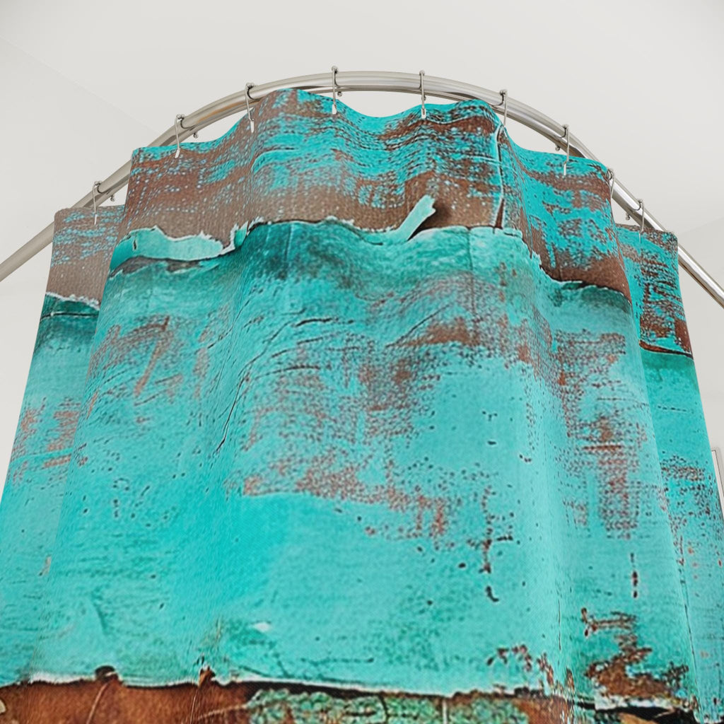 Rustic Distressed Western Chic Boho Teal Shower Curtain