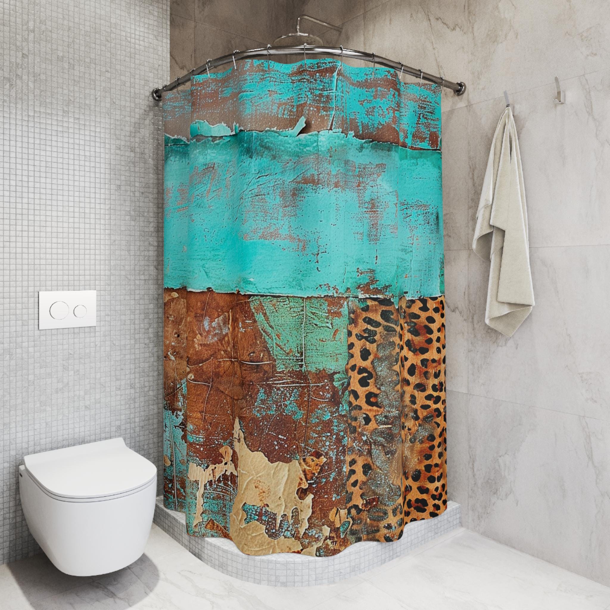 Rustic Distressed Western Chic Boho Teal Shower Curtain