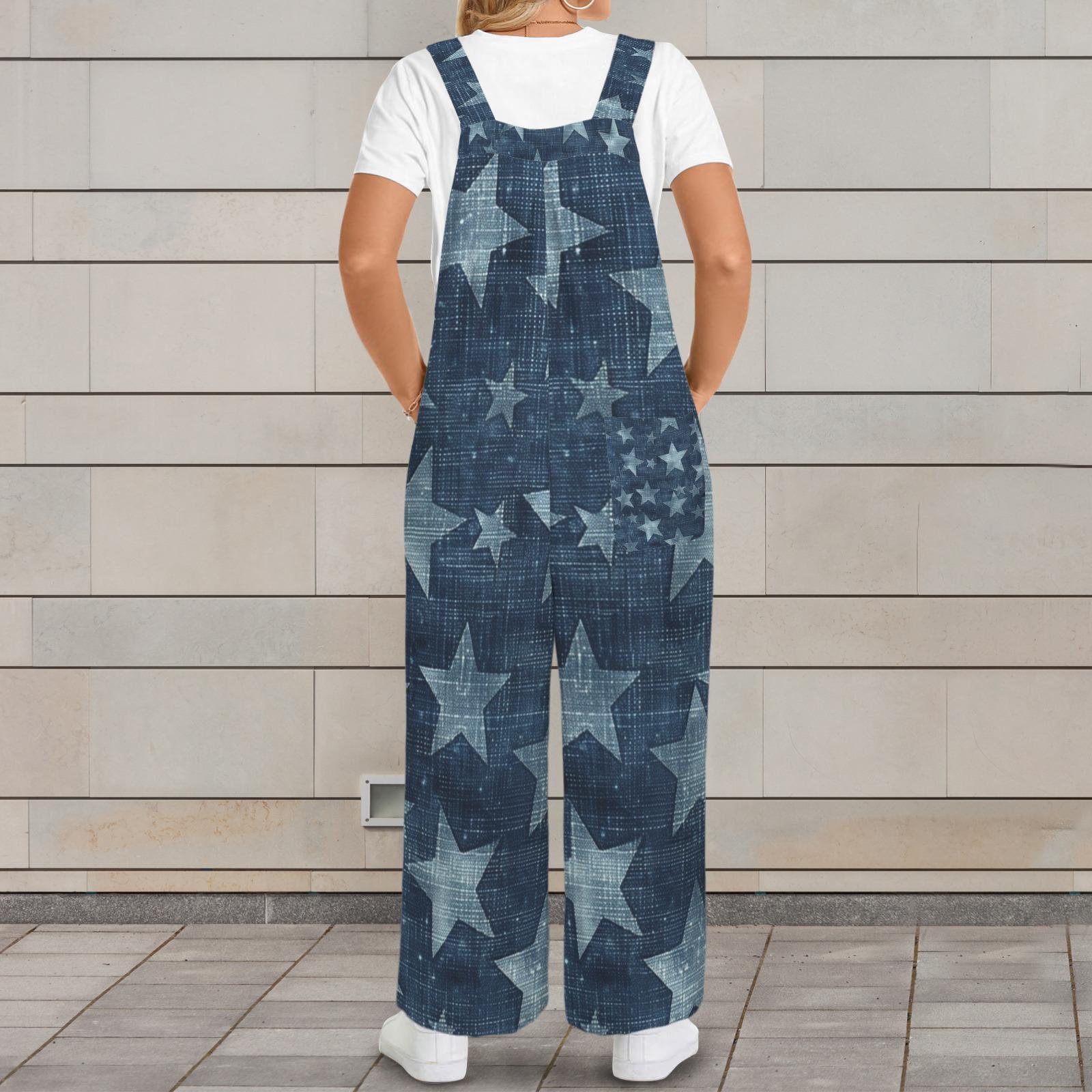 Star Denim Inspired Look Jumpsuit Jumper Overalls | Blue Small–4XL