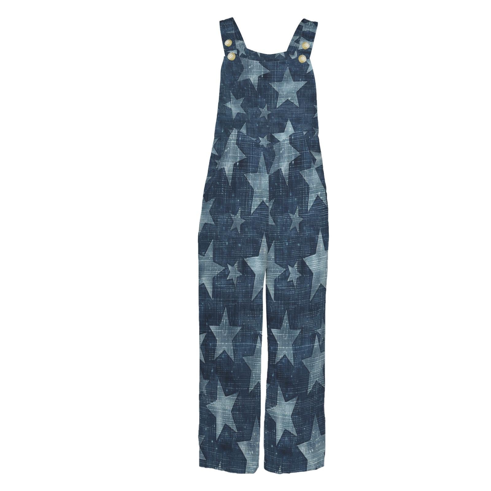 Star Denim Inspired Look Jumpsuit Jumper Overalls | Blue Small–4XL