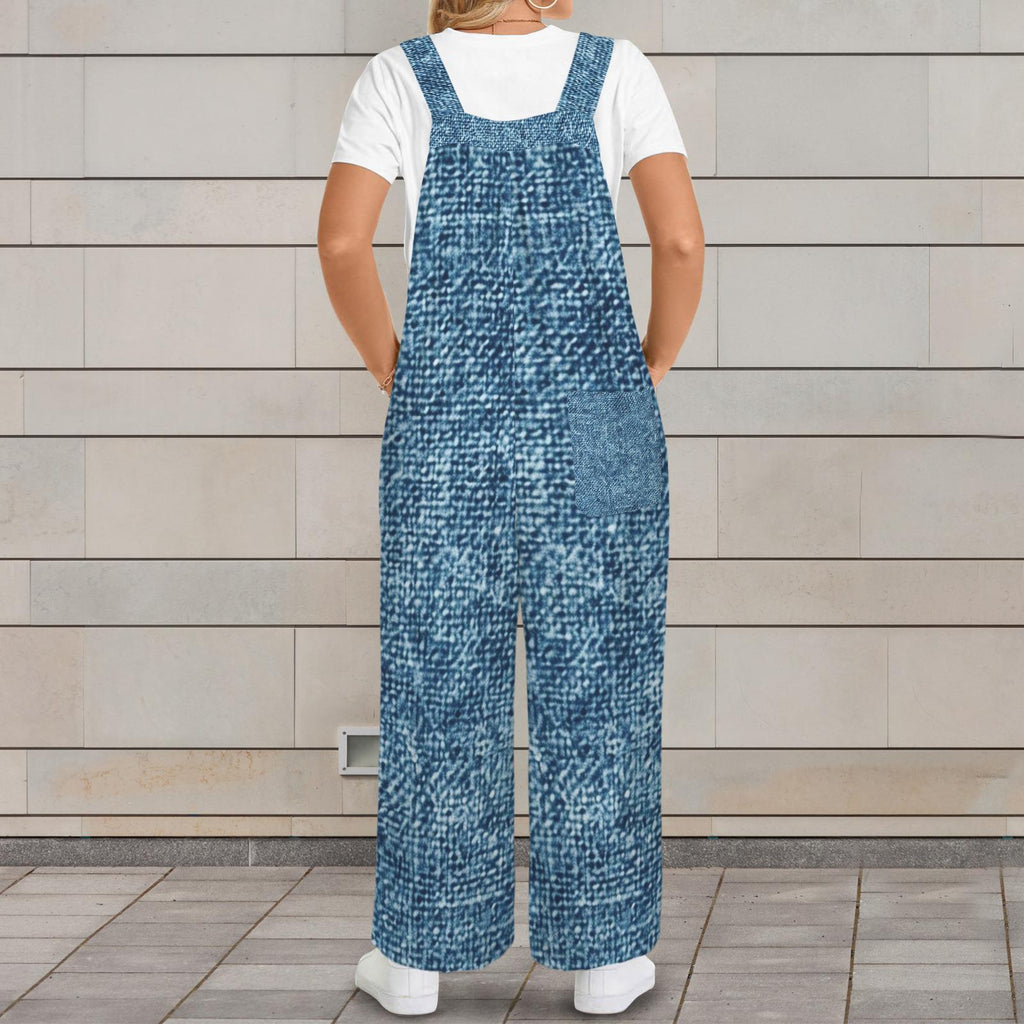 Denim Inspired Look Jumpsuit Jumper Overalls | Blue Small–4XL