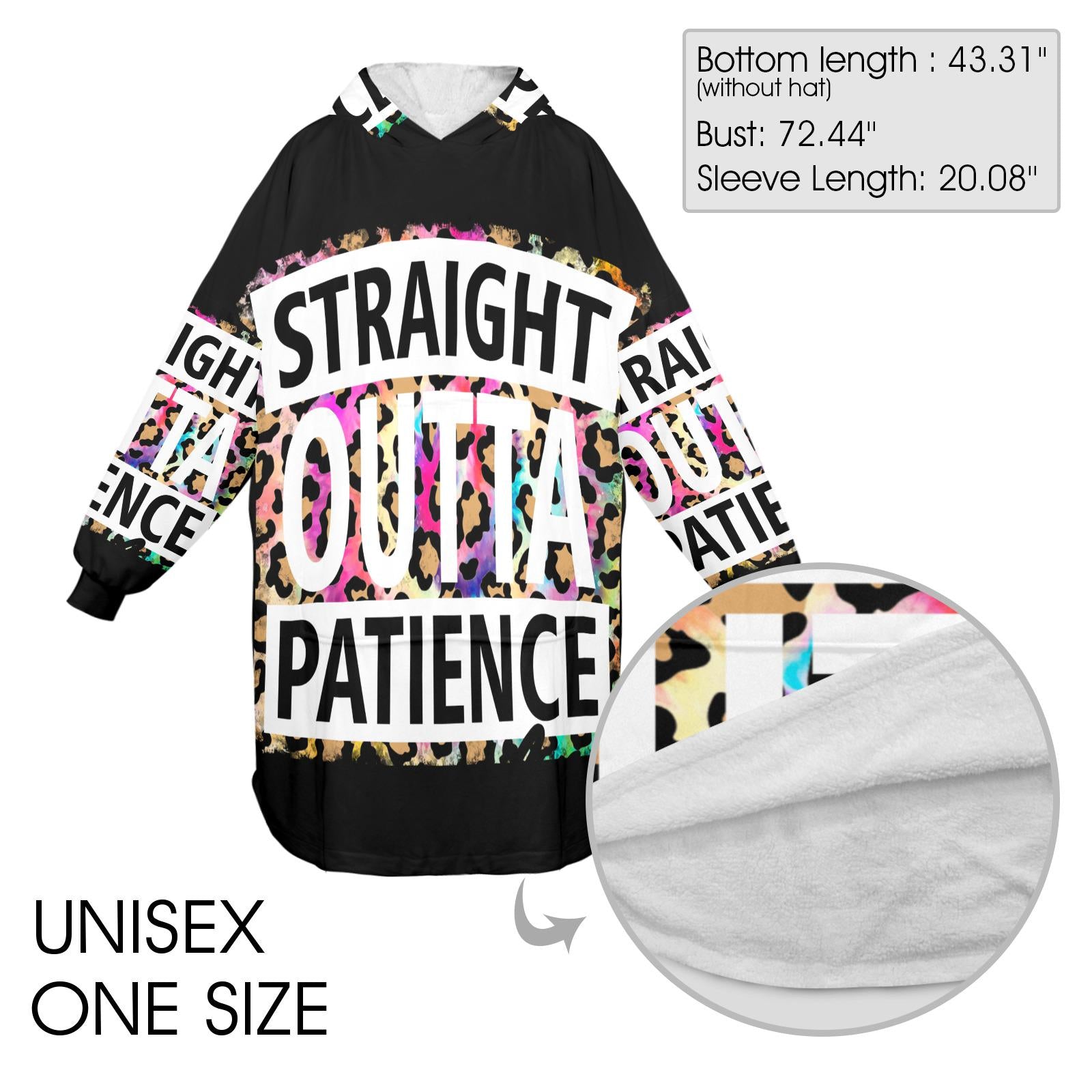 Plus Size Straight Outta Patience Wearable Blanket Pullover Cozy Oversized Hoodie