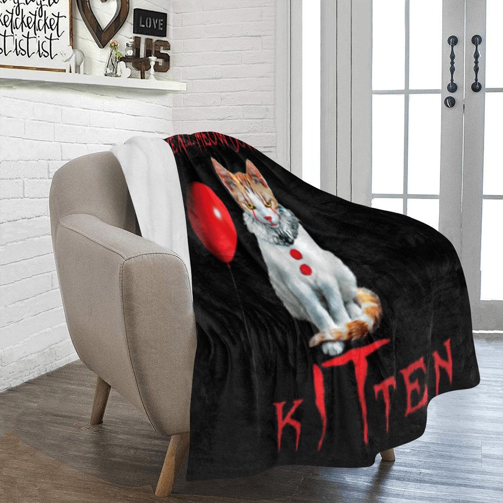 We All Meow Down Here kITten Funny Cat Humor Blanket, Horror Movie Throw
