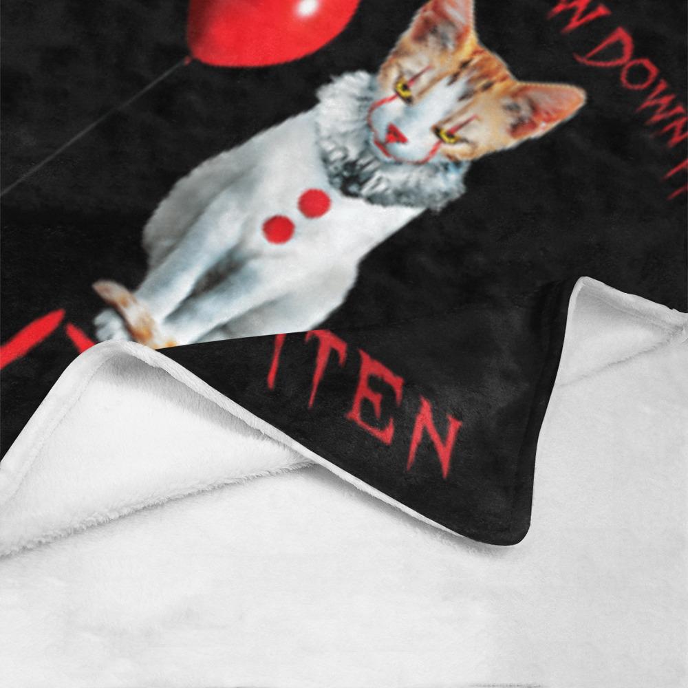We All Meow Down Here kITten Funny Cat Humor Blanket, Horror Movie Throw