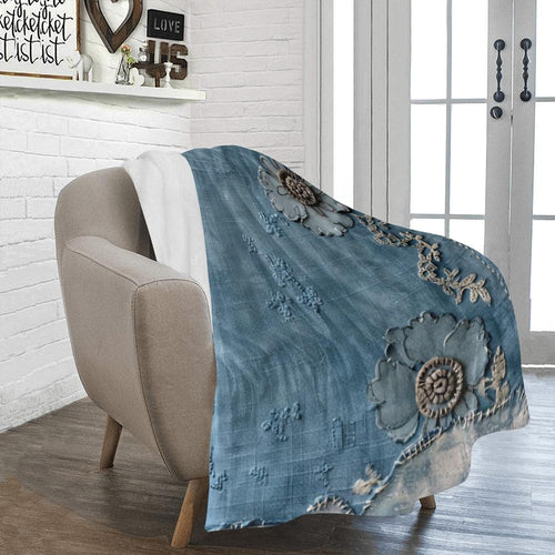 Distressed Denim Vintage Style Blanket, Keepsake Custom Throw Pick Size