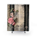 Shabby Grunge Distressed Pink Black White Shower Curtain | Vintage Distressed Pattern