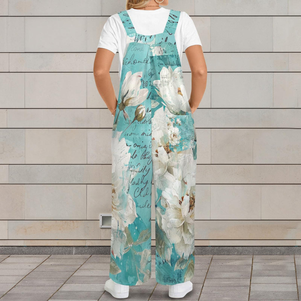 Turquoise Shabby Countrygirl Farmhouse Style Jumpsuit Overalls S-5XL