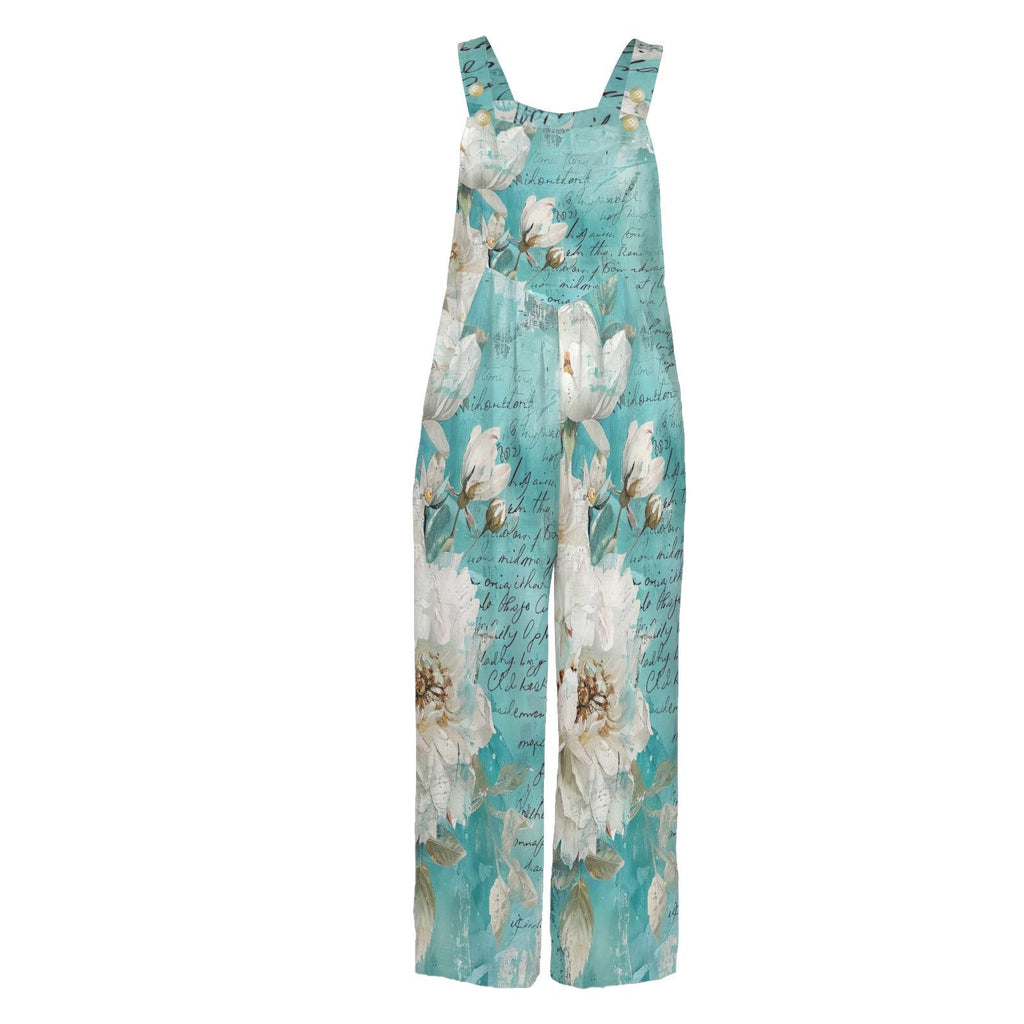 Turquoise Shabby Countrygirl Farmhouse Style Jumpsuit Overalls S-5XL