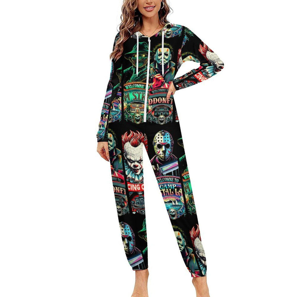 Retro Horror Carnival Friends Unisex Jumpsuit Pajamas, All in One, S-4XL