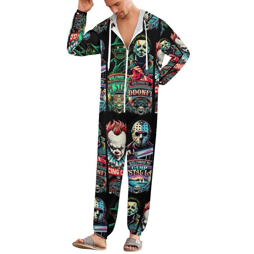Retro Horror Carnival Friends Unisex Jumpsuit Pajamas, All in One, S-4XL
