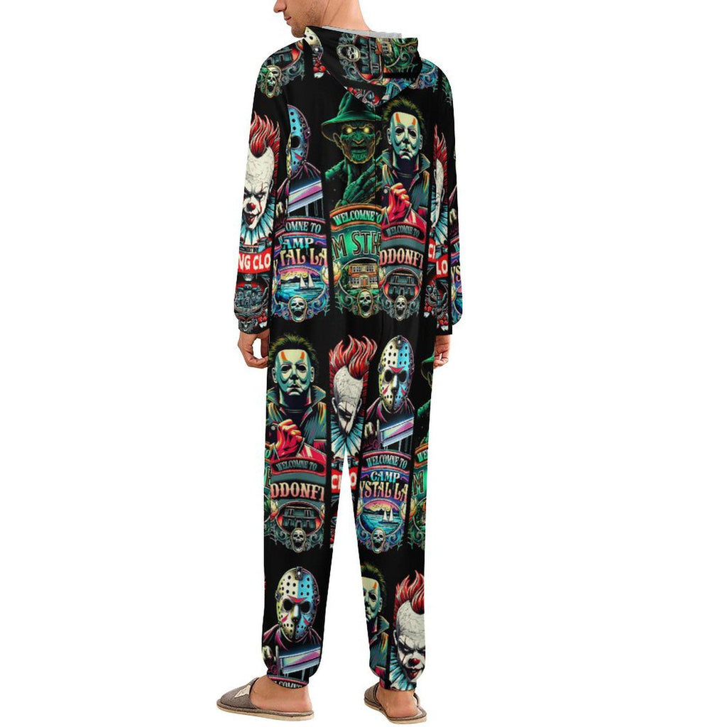 Retro Horror Carnival Friends Unisex Jumpsuit Pajamas, All in One, S-4XL
