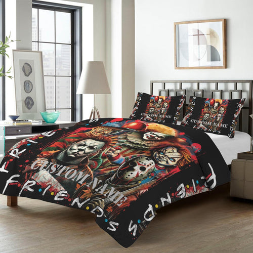 Custom Horror Friends Duvet Cover Set  Myers, Freddy, Jason, Pennywise Full/Double