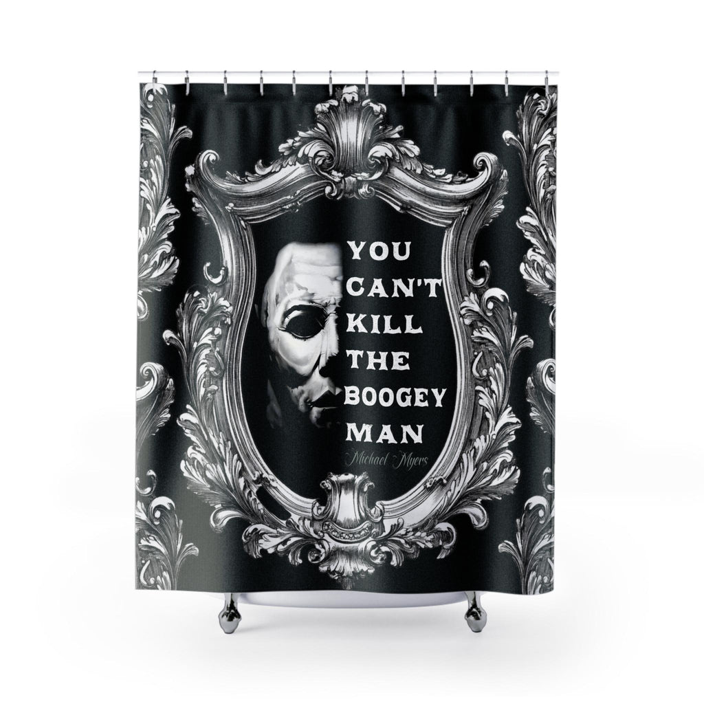 Michael Myers You Can't Kill the Boogeyman Shower Curtain | Ornate Black Silver Frame