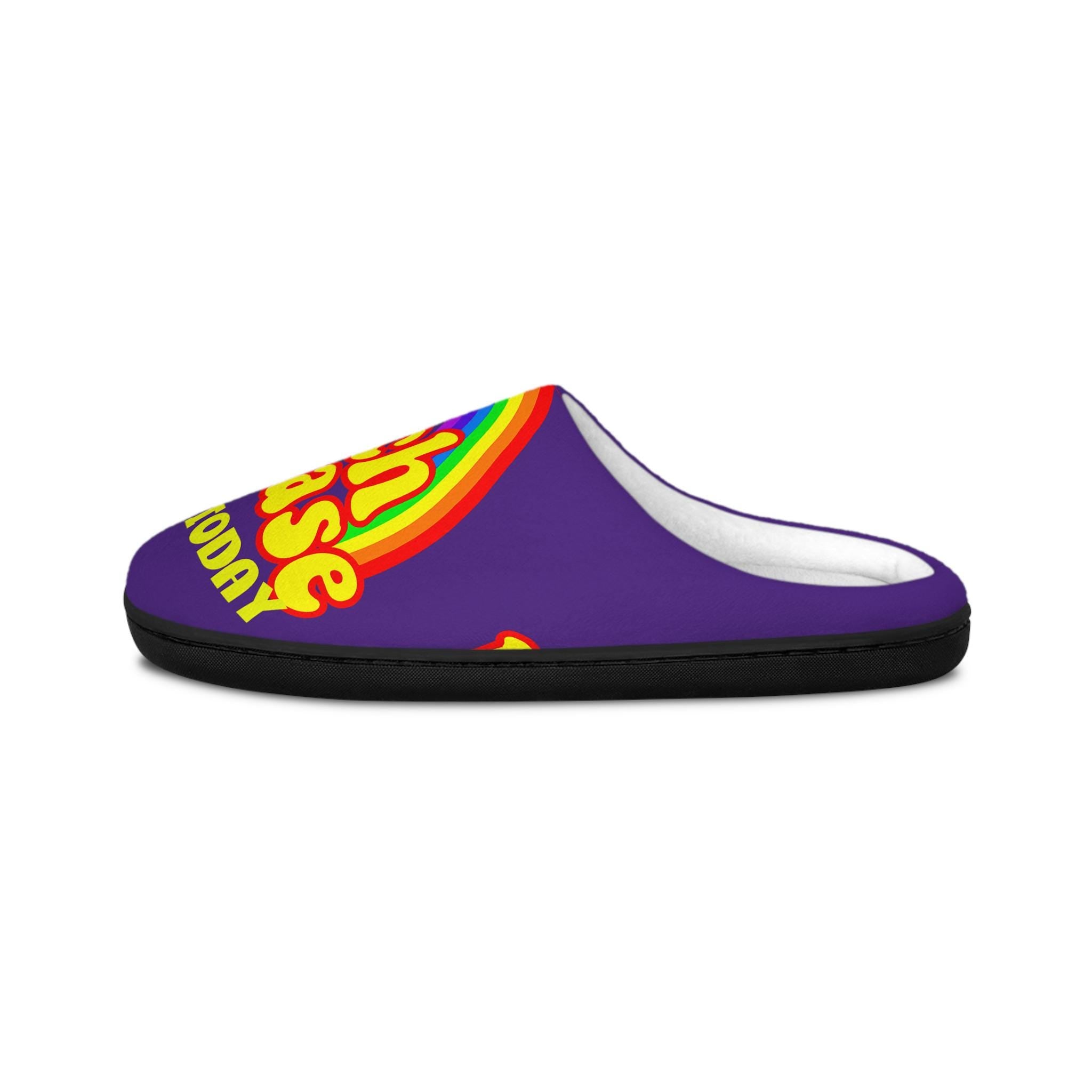 Not Today Rainbow Men's Indoor Slippers | Funny Sassy Quote