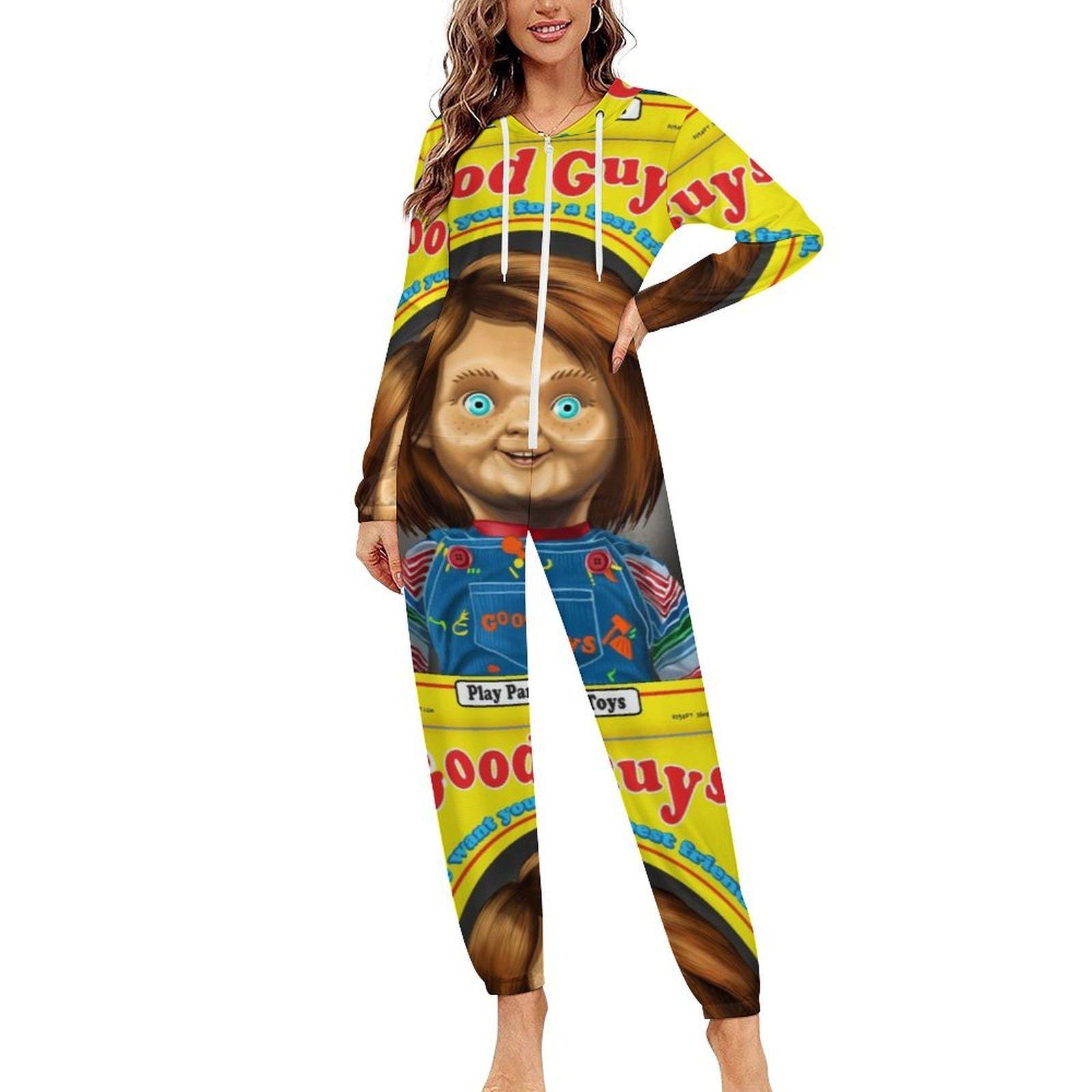 Good Guys Chucky Fan Unisex All-In-One Jumper Pajamas | Good Guy Doll Inspired | Horror Sleepwear Longwear Small–4XL