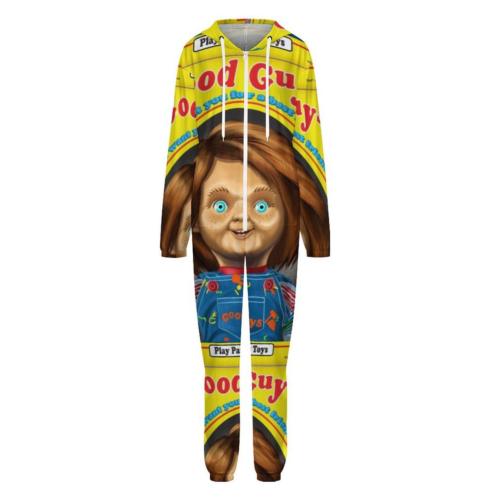 Good Guys Chucky Fan Unisex All-In-One Jumper Pajamas | Good Guy Doll Inspired | Horror Sleepwear Longwear Small–4XL