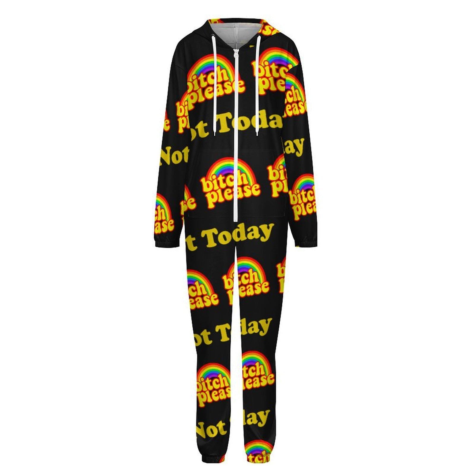 Bitch Please Unisex All-In-One Jumper Pajamas | Rainbow Statement | Sleepwear Longewear Small–4XL