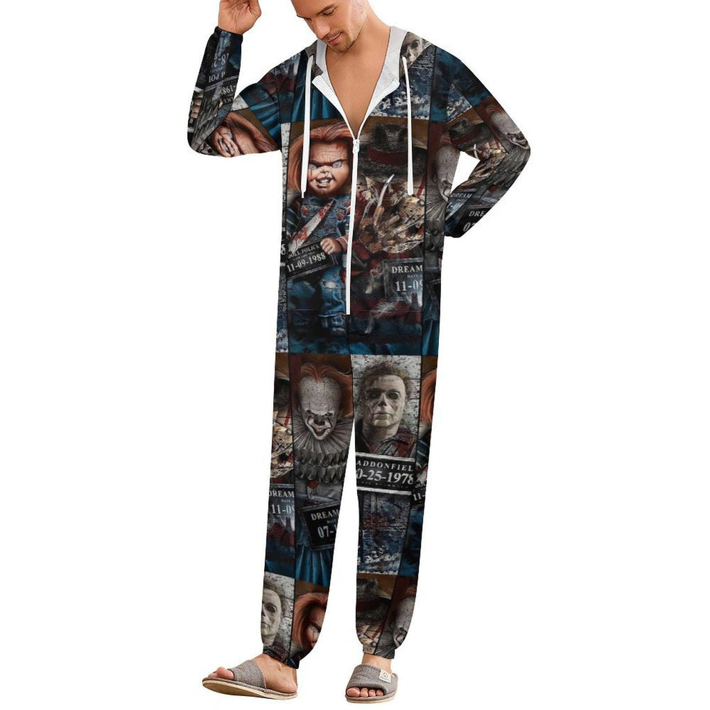 Classic Horror Mugshot Slashers Unisex Pajamas Small- 4XL All  in One Jumpsuit Jumper