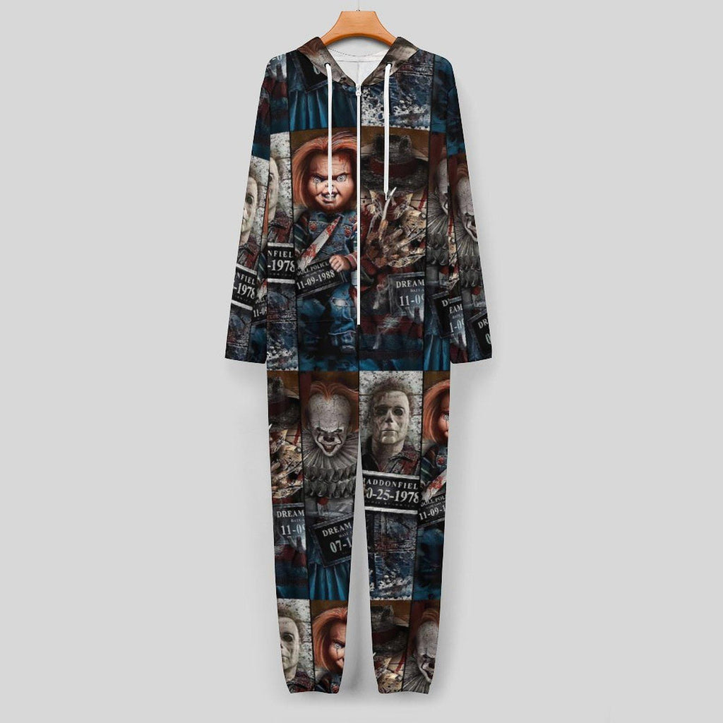 Classic Horror Mugshot Slashers Unisex Pajamas Small- 4XL All  in One Jumpsuit Jumper