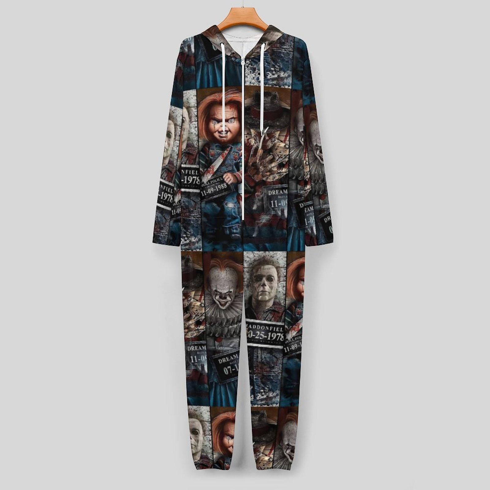 Classic Horror Mugshot Slashers Unisex Pajamas Small- 4XL All  in One Jumpsuit Jumper