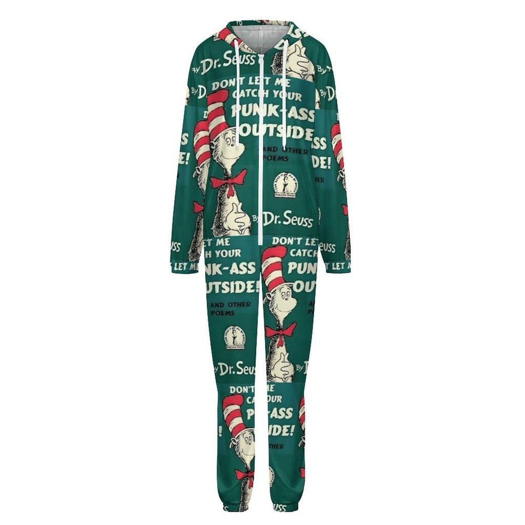 Dr. Seuss "Don't Let Me Catch Yo Punk Ass" Funny Style Unisex Loungewear Sleepwear Jumpsuit  Small–4XL