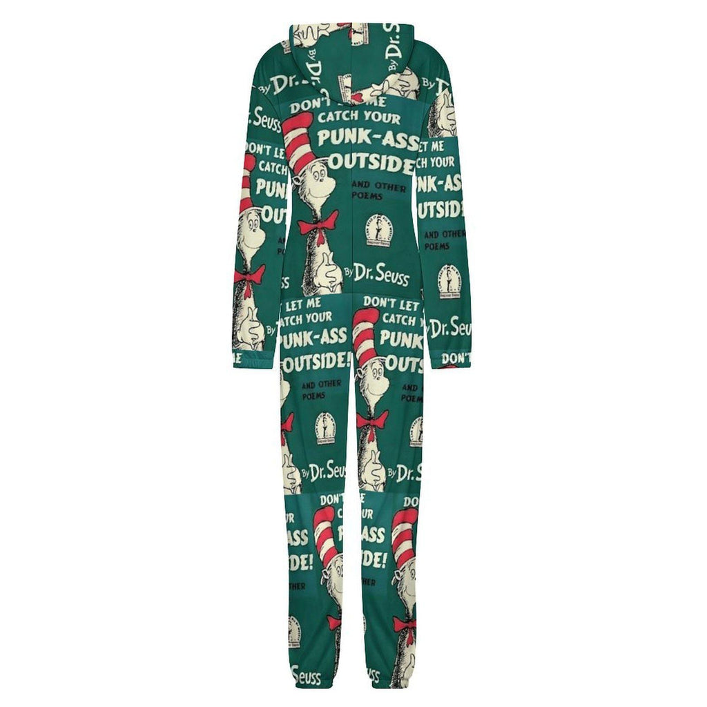 Dr. Seuss "Don't Let Me Catch Yo Punk Ass" Funny Style Unisex Loungewear Sleepwear Jumpsuit  Small–4XL