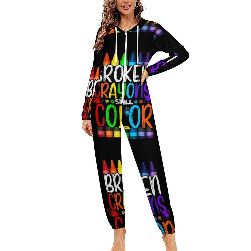 Broken Crayons Still Color Unisex Pajamas Small- 4XL All  in One Jumpsuit Jumper Onesie