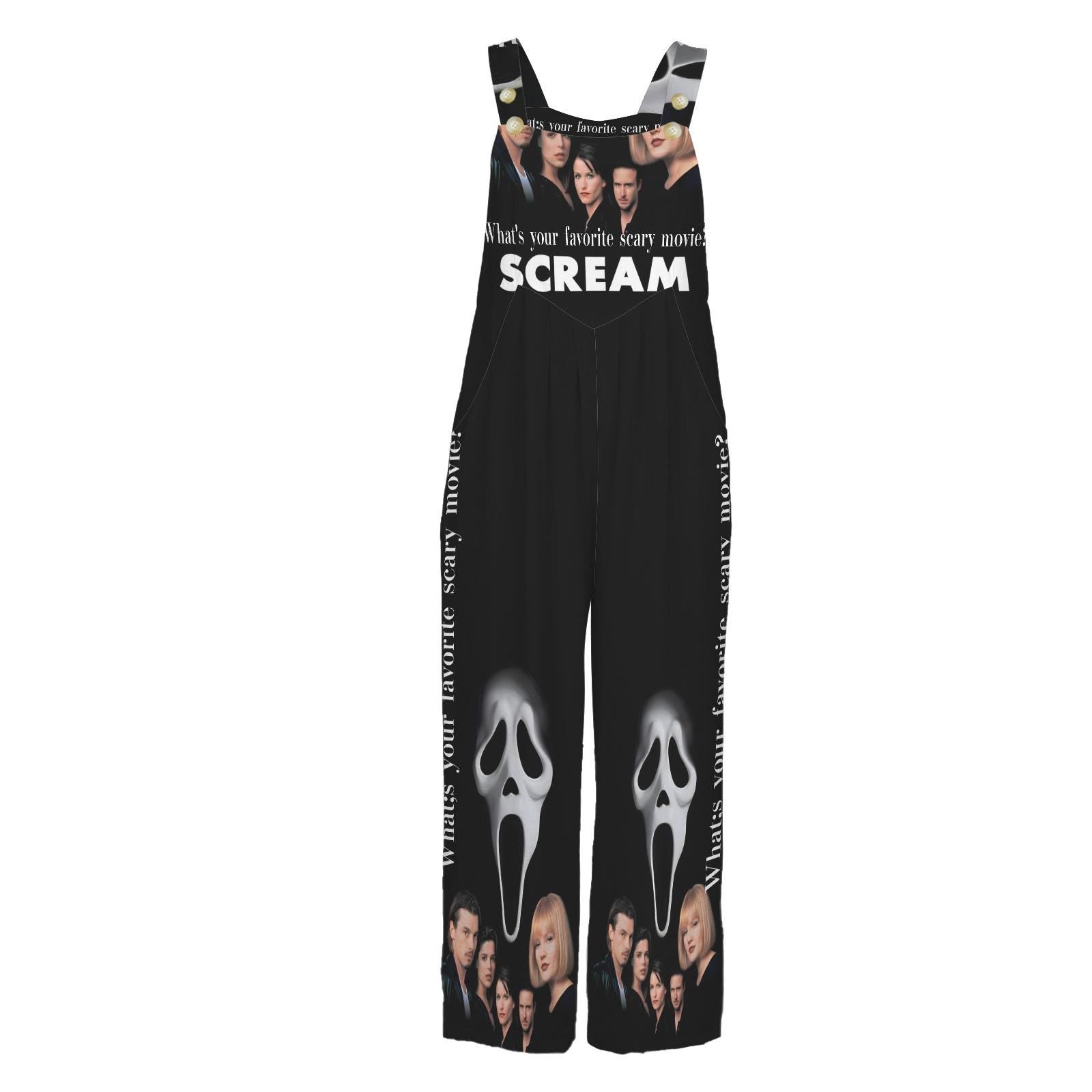 Retro Horror Scream Movie Jumpsuit Jumper Overalls | Black| Small–5XL