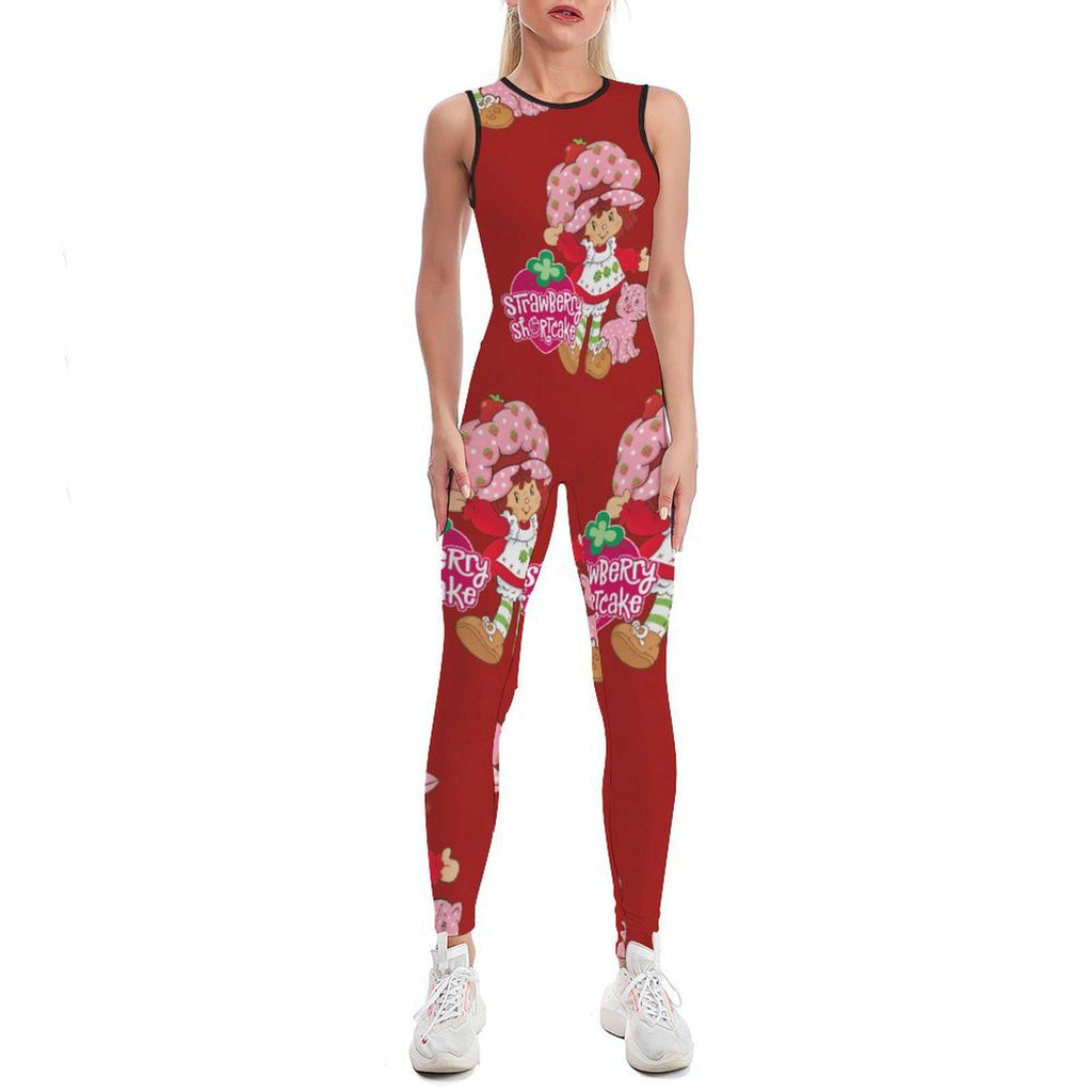 Strawberry Shortcake Yoga Fitness Gym Workout All in One Red Small -2XL