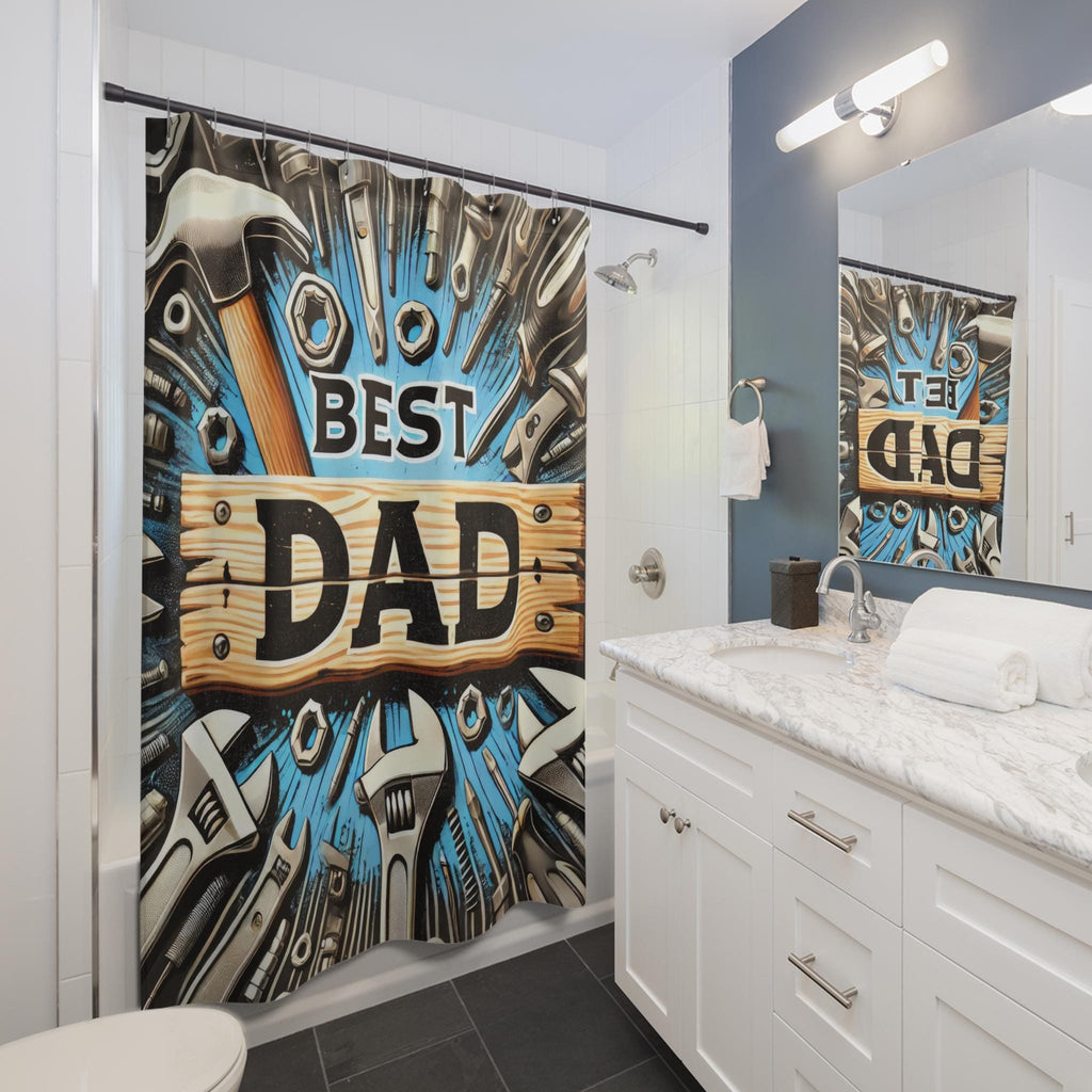 Best Dad Rustic Shabby White Horse Shower Curtain