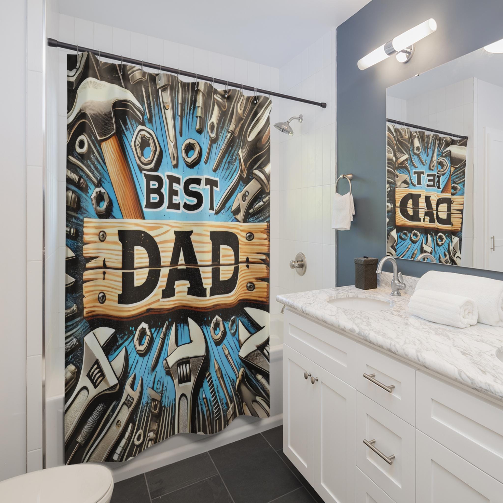 Best Dad Rustic Shabby White Horse Shower Curtain