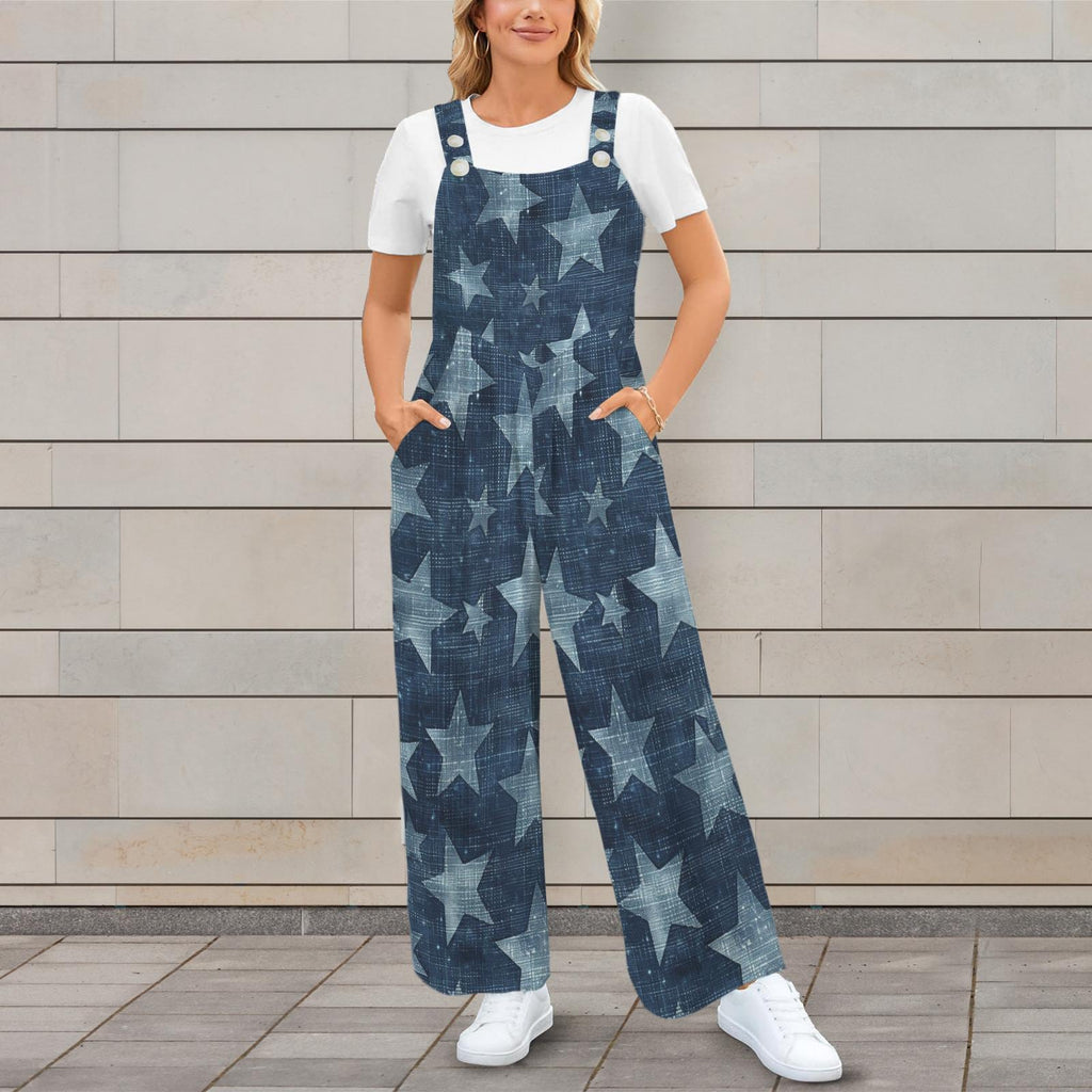 Star Denim Inspired Look Jumpsuit Jumper Overalls | Blue Small–4XL