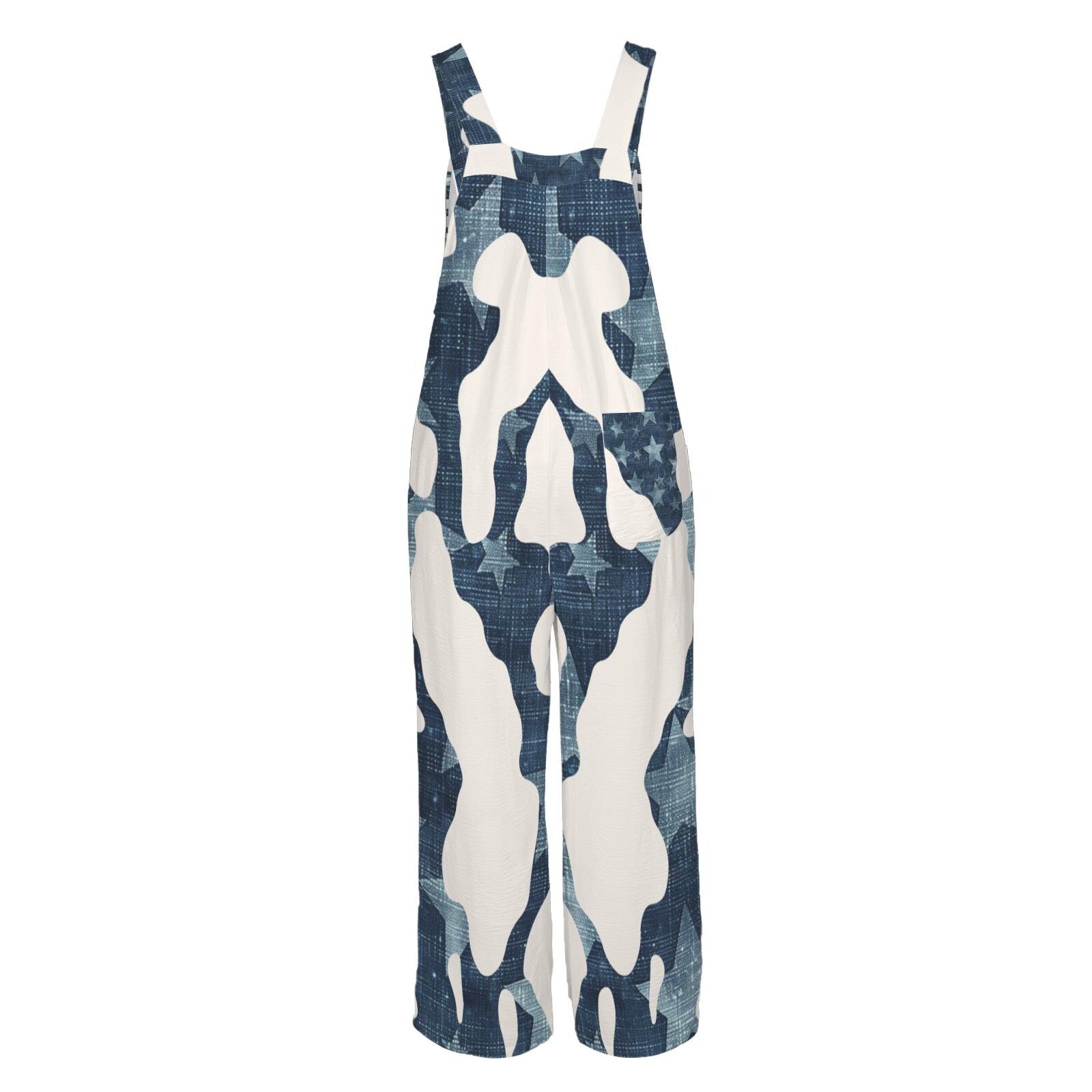 Cow Styled Denim Inspired Look Jumpsuit Jumper Overalls | Blue Small–4XL