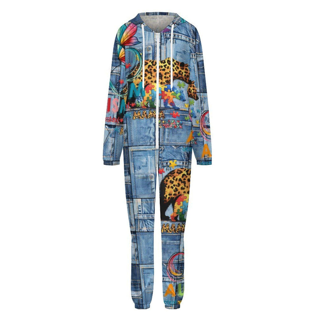 Autism Awareness MAMA Denim Look Unisex Jumpsuit Pajamas, All in One, S-4XL