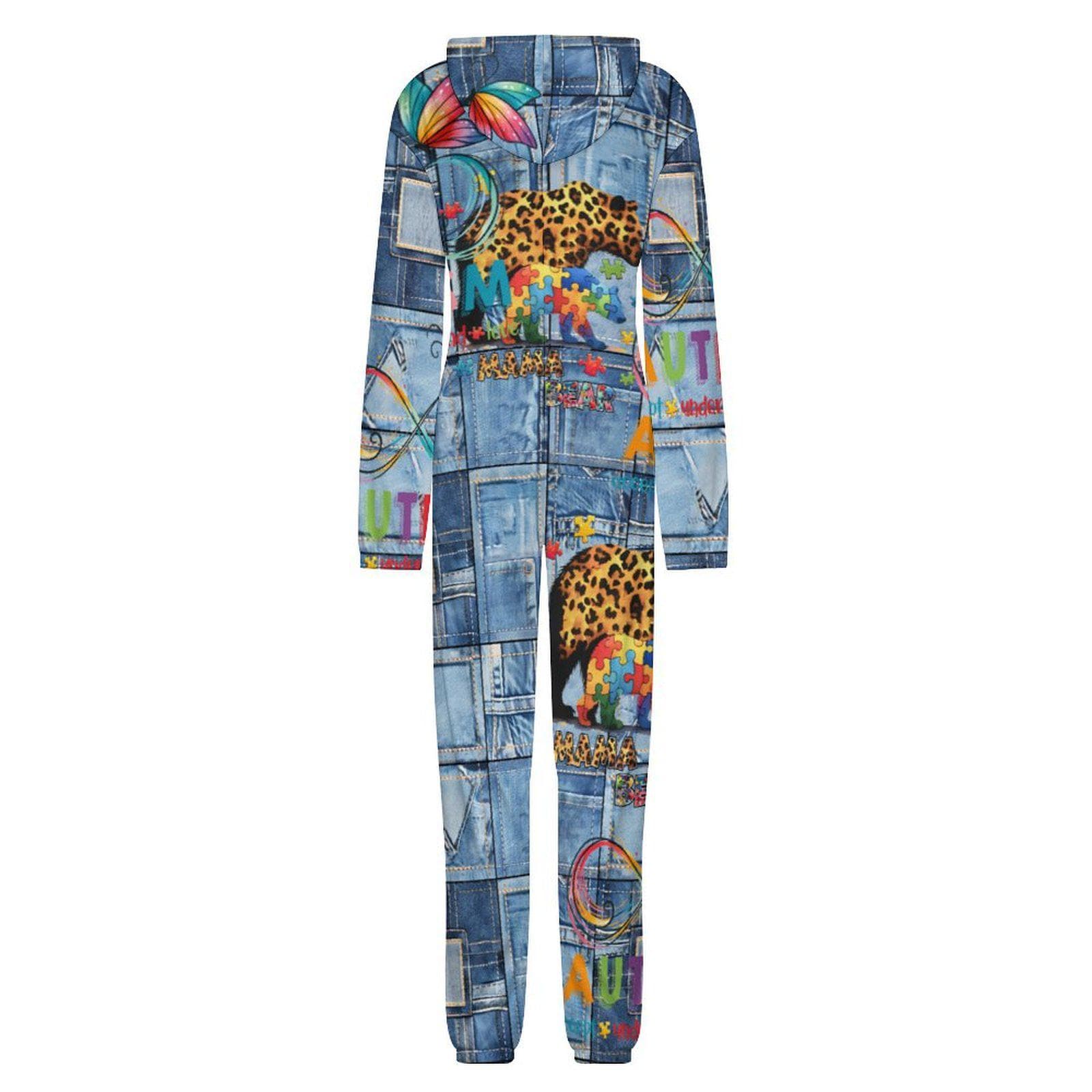 Autism Awareness MAMA Denim Look Unisex Jumpsuit Pajamas, All in One, S-4XL