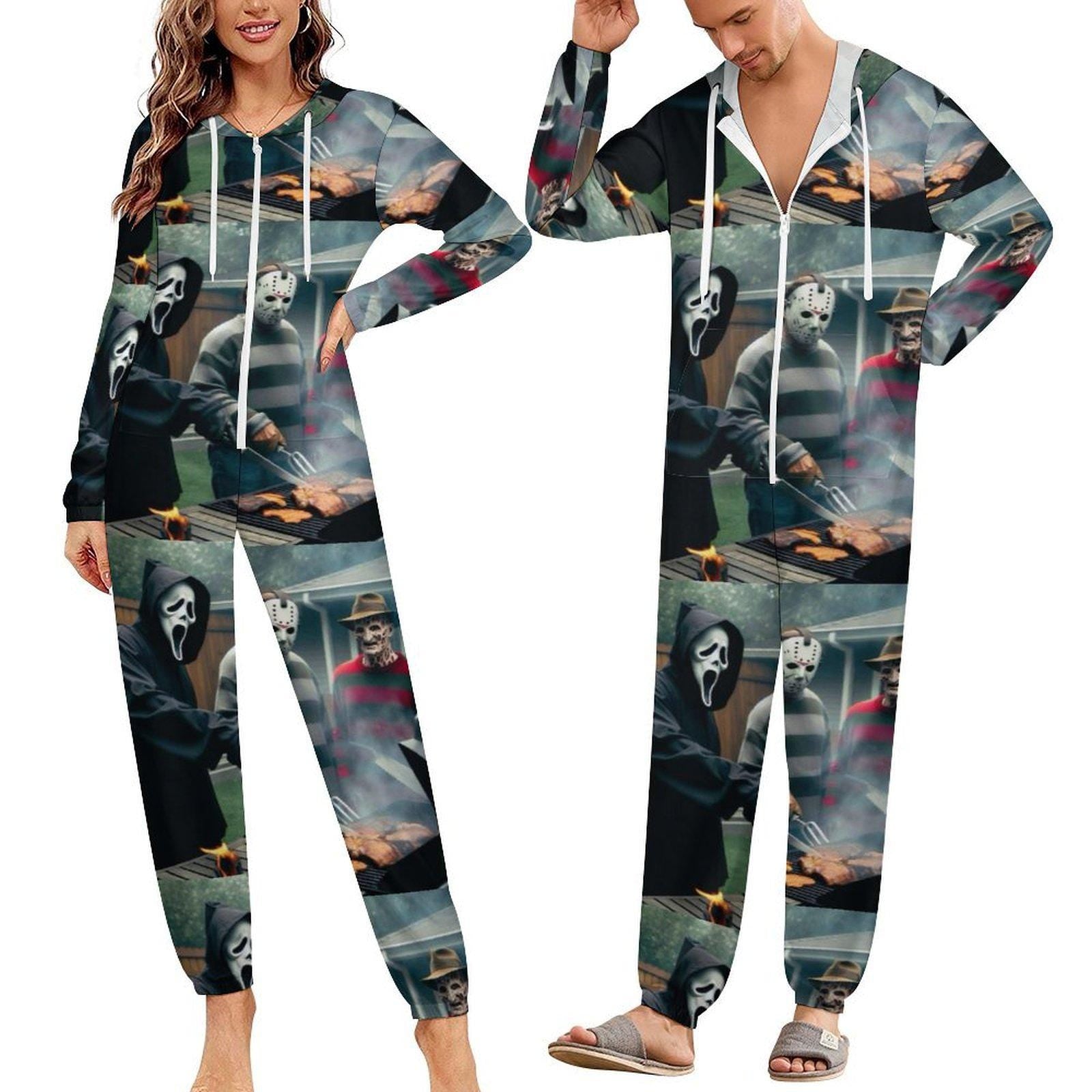 Horror Barbecue Unisex Jumper Jumpsuit Pajamas, All in One, Onesie S-4XL