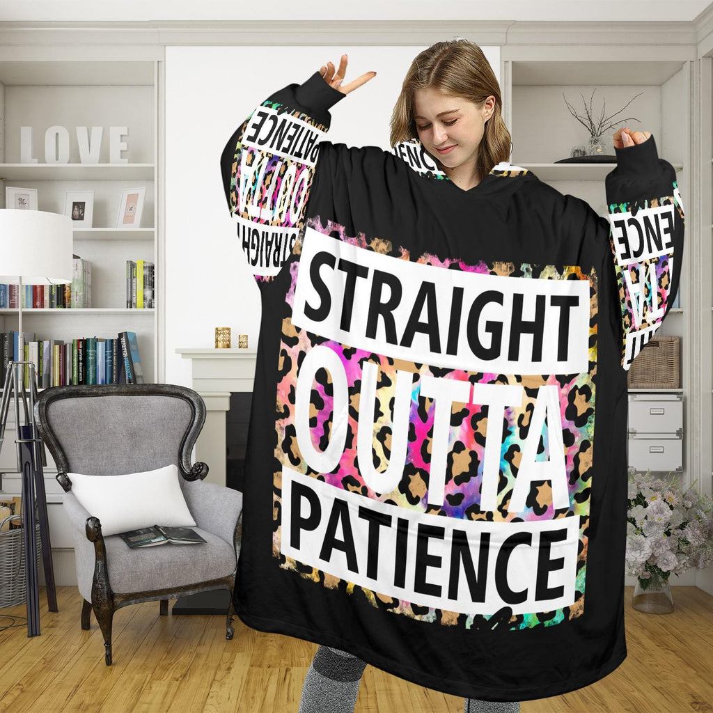 Plus Size Straight Outta Patience Wearable Blanket Pullover Cozy Oversized Hoodie