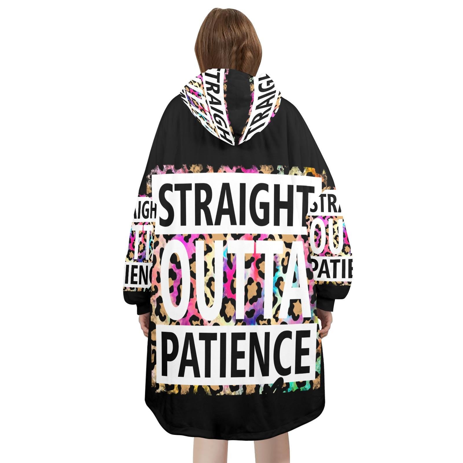 Plus Size Straight Outta Patience Wearable Blanket Pullover Cozy Oversized Hoodie
