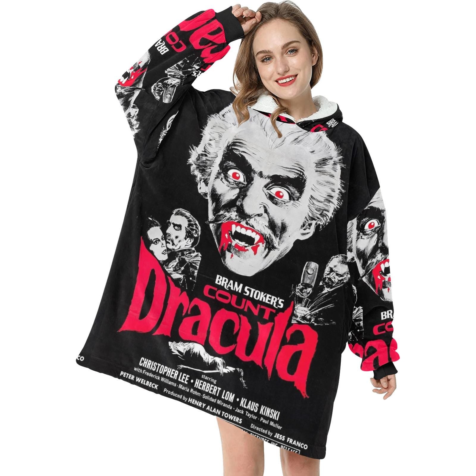 Dracula Wearable Blanket Pullover – Cozy Oversized Hoodie Warm Loungewear One Size