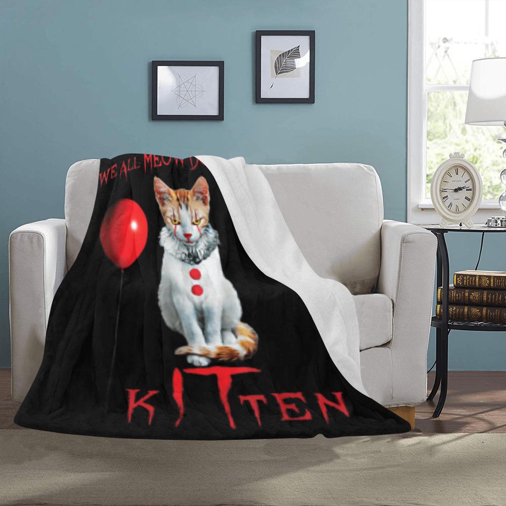 We All Meow Down Here kITten Funny Cat Humor Blanket, Horror Movie Throw