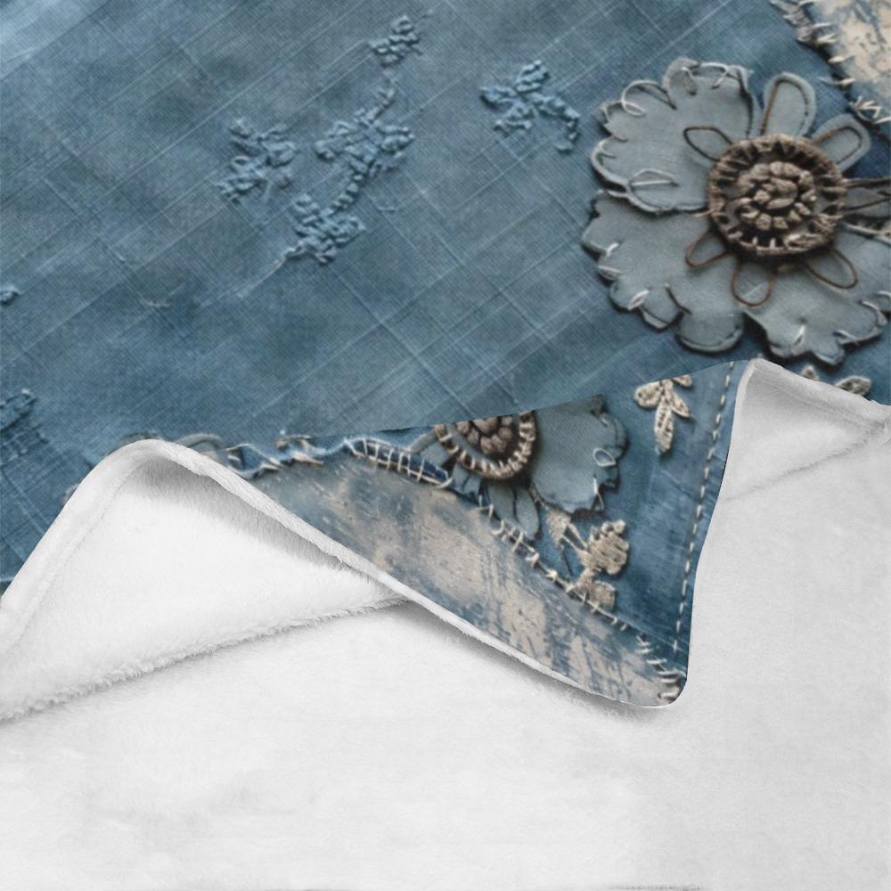 Distressed Denim Vintage Style Blanket, Keepsake Custom Throw Pick Size