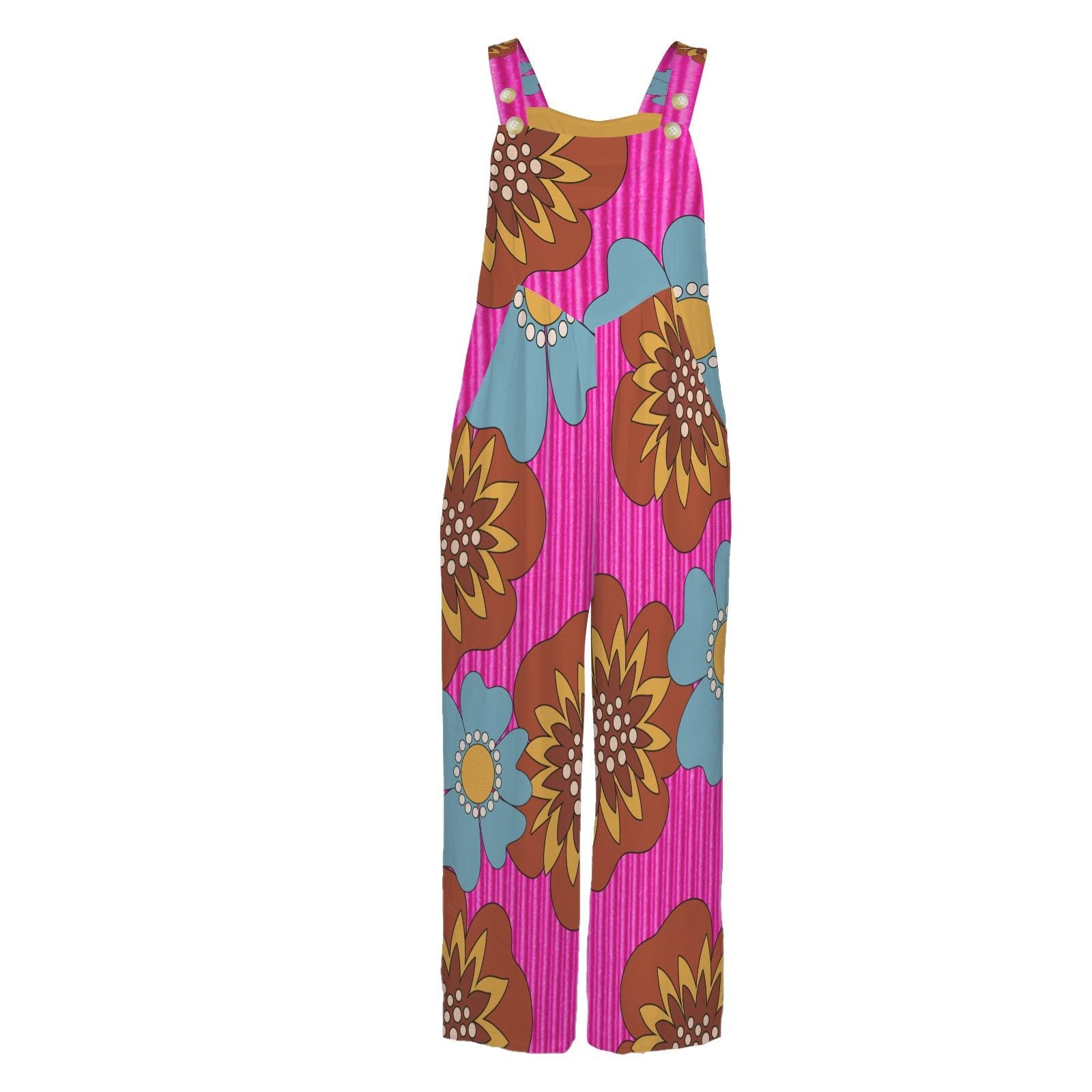 Bubble Gum Pink Corduroy Look Retro Jumpsuit – Vintage Inspired Overalls. Small–5XL