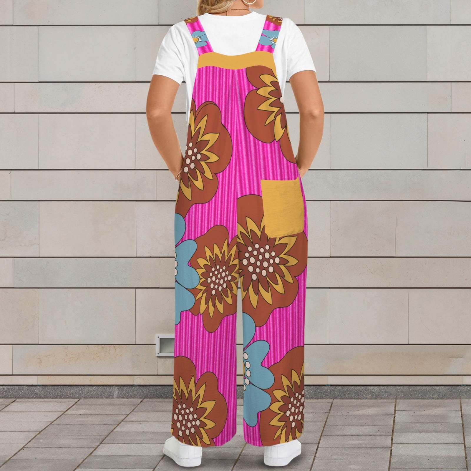 Bubble Gum Pink Corduroy Look Retro Jumpsuit – Vintage Inspired Overalls. Small–5XL